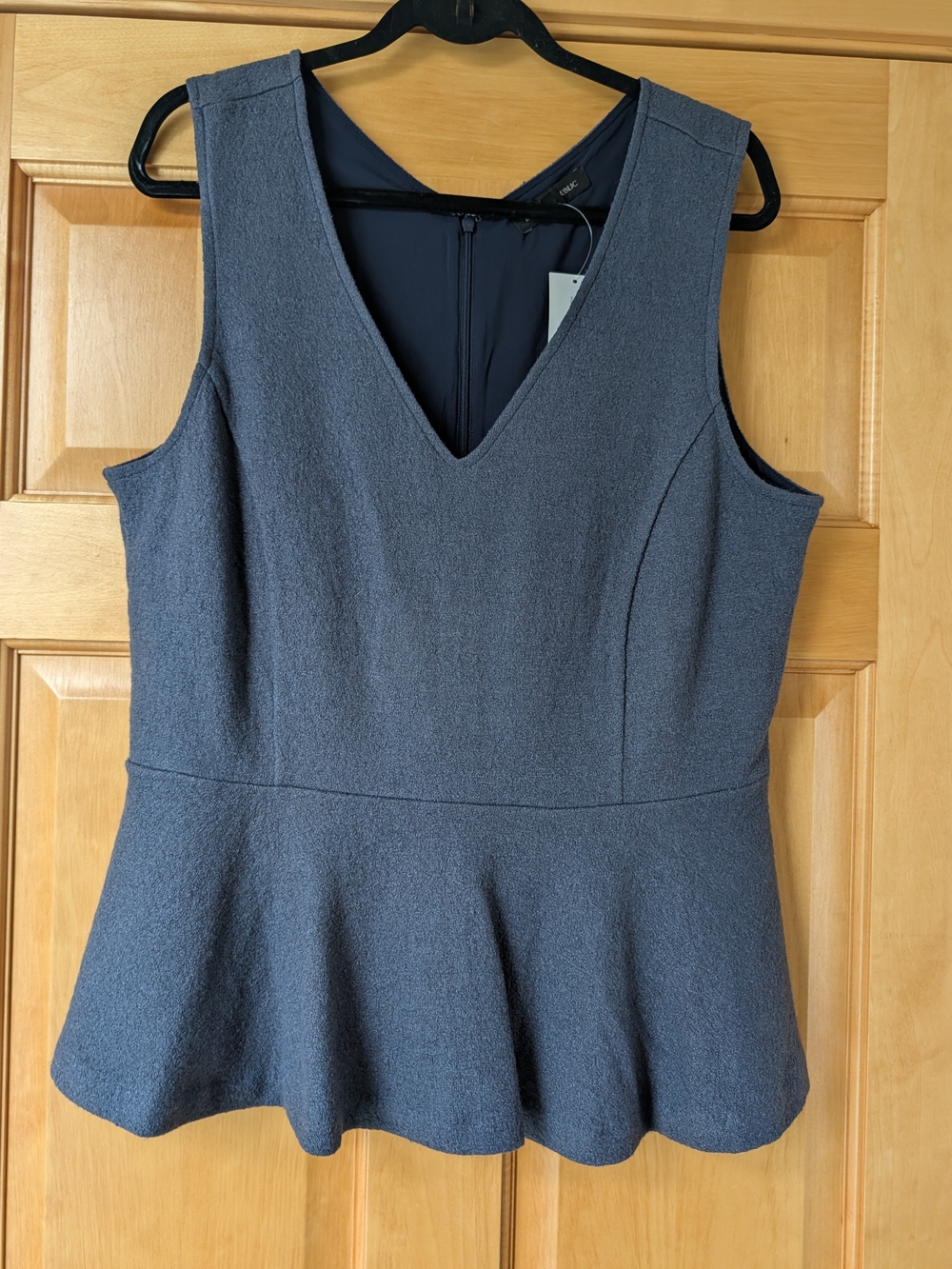 Sleeveless V-Neck Peplum Tunic Top in Slate Blue